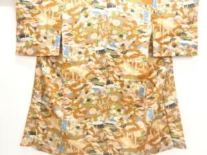 アンティーク　橋に松菊模様長襦袢